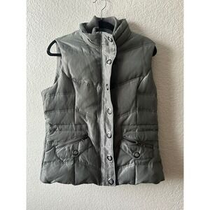 NWT Style Co Puffer Vest M Gray Water Resistant Down Feather Pockets Gorpcore